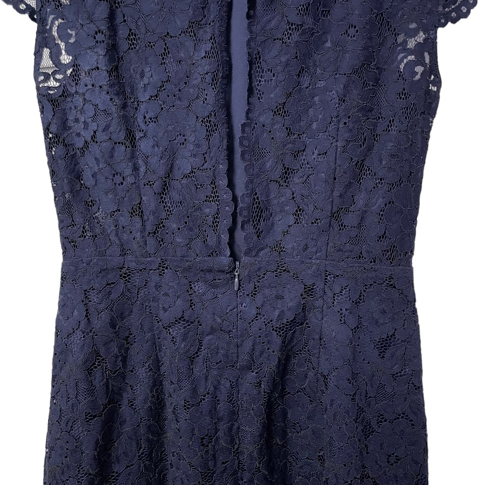 New!! H&M Short Sleeve Lace Midi Dark Blue Dress Size 6 - Picture 10 of 13